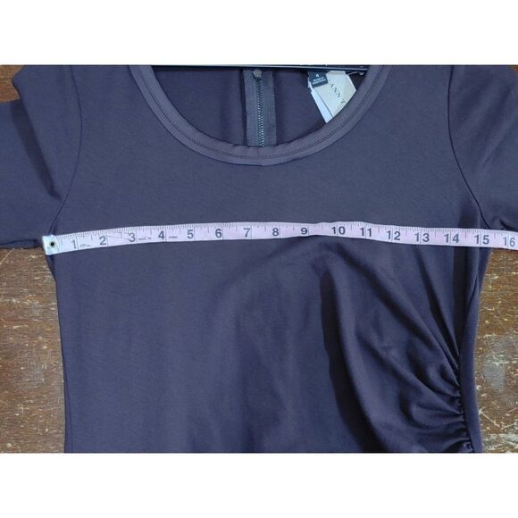 Ann Taylor Dark Plum  Dress Sz 4 Knee Length Ruched Zip Up Back - Picture 5 of 5